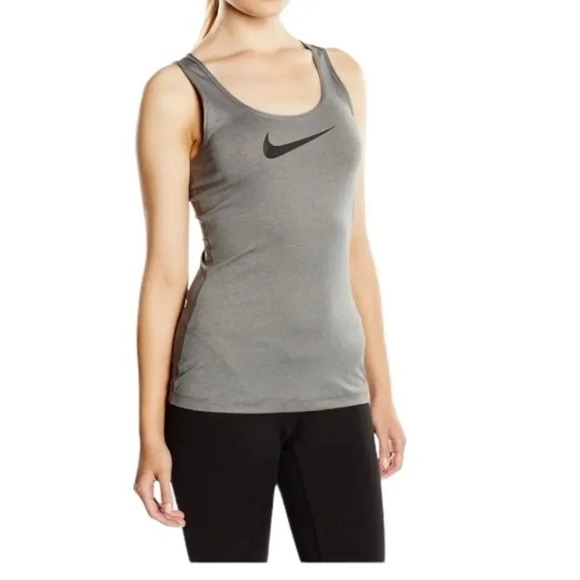 Nike Dri-Fit Grey Tank Top Sport Tee Sleeveless Gym Running Logo Size M - Picture 1 of 9